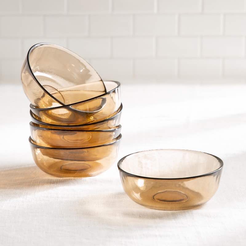 Recycled Glass Bowls, Set Of 6 - Sand